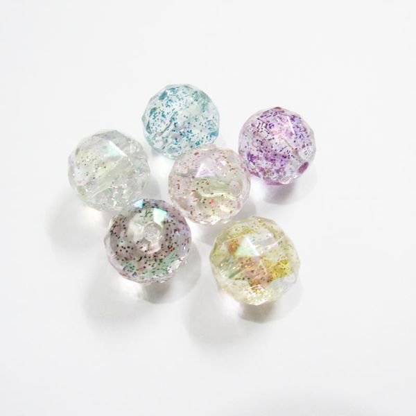 

crystal 20mm 100pcs/lot transparent ab faceted beads with glitter inside