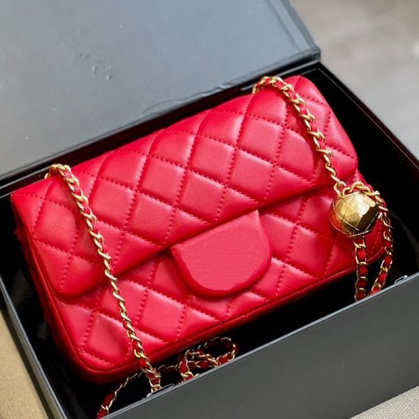 

designer handbag shoulder chain bag metal ball decoration flap fashiontotes bags wallet check purse double letters solid hasp waist square p