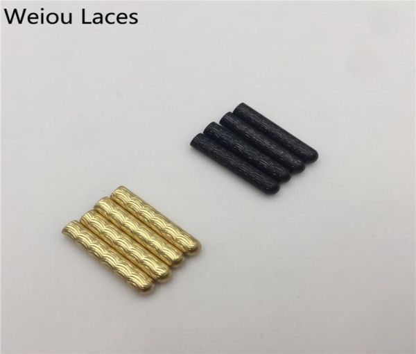 

weiou 4x22mm diy metal aglets 4pcs crescent shape with gold gun black luxury shoelaces decorations close mouth metal tips for snea2756731, White;pink