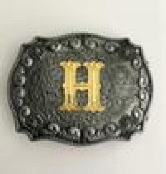 

1 pcs golden initial letter h buckle hebillas cinturon men039s western cowboy metal belt buckle fit 4cm wide belts1352460, Slivery;black