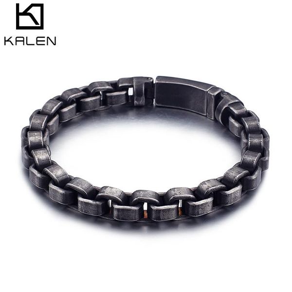 

bangle 9mm vintage black link chain bracelet for men stainless steel jewelry