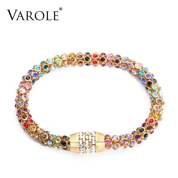 

bangle varole colorful crystal mesh chain bracelet female gold color femme bracelets for women fashion jewelry, Black