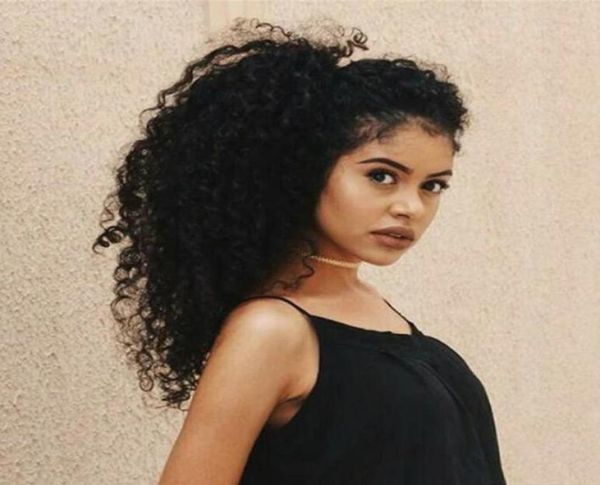 

human hair ponytail hairpieces clip in high afro kinky curly human hair 160g drawstring ponytail hair extension for black women7259158