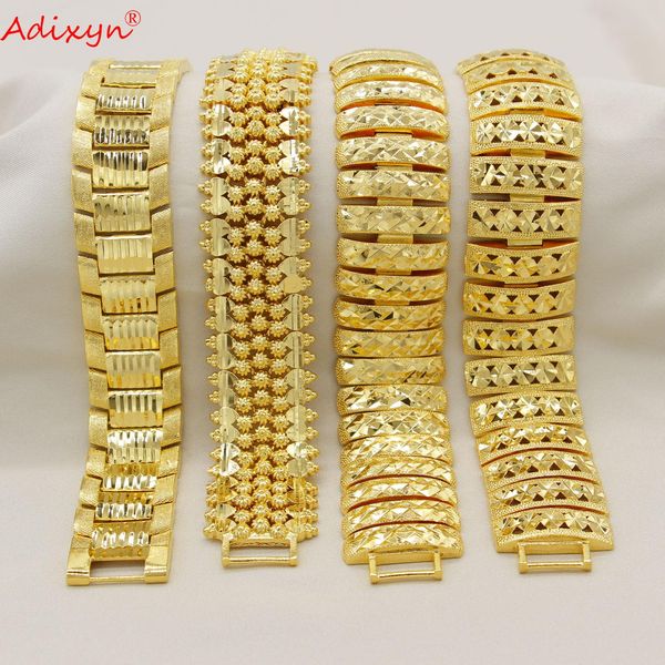

bangle adixyn(4 desigh)luxury gold color dubai chain link bracelets for women men african ethiopian bangles wedding jewelry party gifts, Black