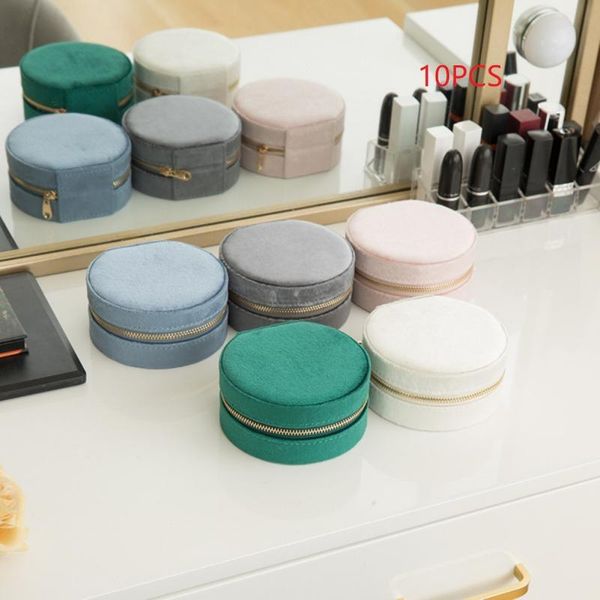 

boxes 10pcs velvet jewelry box portable travel leather jewelry case display boxes girl ring earring necklace organizer box gift, Black;white