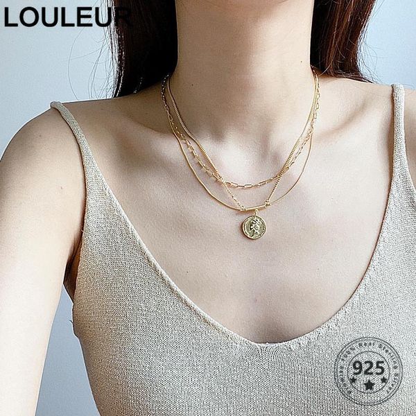 

necklaces louleur news design 925 sterling silver necklace gold double portrait pendant necklace for women silver 925 fine jewelry charms