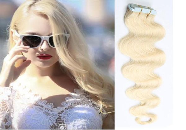 

big remy human hair extensions 20pcs pu skin weft body wave tape in hair extensions multi color 1624 inch5922893, Black