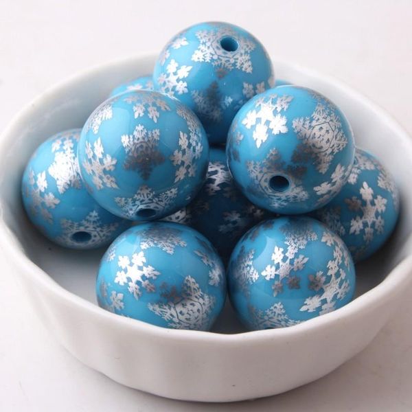 

crystal christmas colorful color 20mm 100pcs/lot chunky acrylic silver snowflake beads for kids necklace jewelry