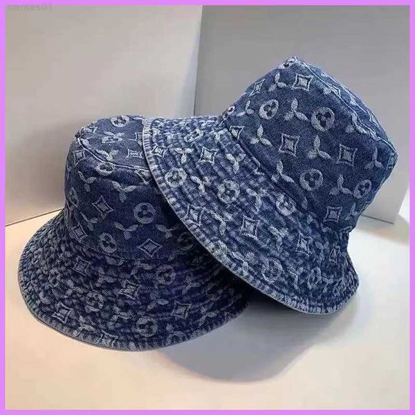 

bucket cowboy hat casual luxury new caps women mens designer hats cool casquette denim print fitted cap men beanie g224223f, Blue;gray