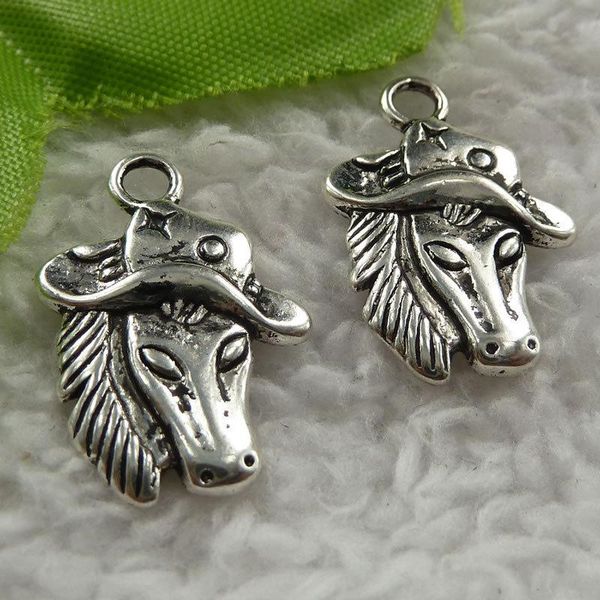 

other 100 pieces antique silver horse head charms 24x17mm #4095