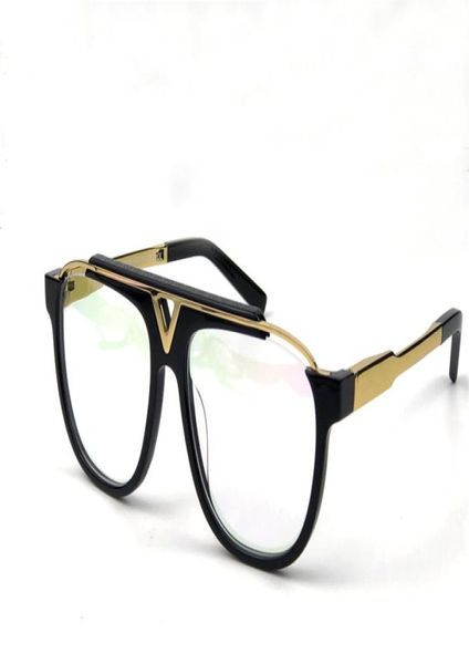 

classic men sunglasses plate square frame 0936 simple elegant retro design fashion glasses clear lens transparent eyewear3271619, Black
