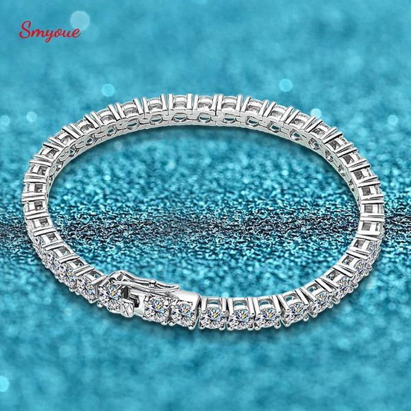 

bangle smyoue 4/3mm full high carbon diamond tennis bracelet 925 sterling silver sparkling created moissanite gemstone bangle jewelry, Black
