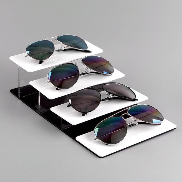 

boxes multilayer glasses storage display rack eyeglasses stand holder acrylic deskdisplay rack jewelry organizer display bracket, Black;white