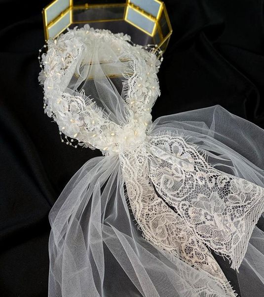

bridal veils the super xiansen series po vintage lace hat wedding dress short veil korean travel style6914411, Black