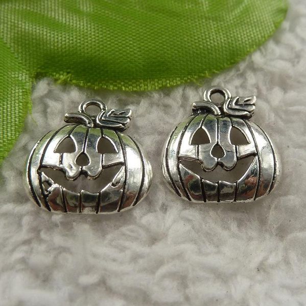 

other 240 pieces antique silver pumpkin faces charms 18x16mm #4187