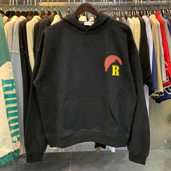 

2023 men's hoodie long sleeve rhude high-quality tess designer casual fashion 100% cotton trend printing high-weight terry loose sweate, Black