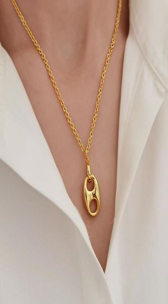 

brand concise metal style 18k gold plated pendant necklace jewelry personality women luxury exquisite necklace4209794, Silver