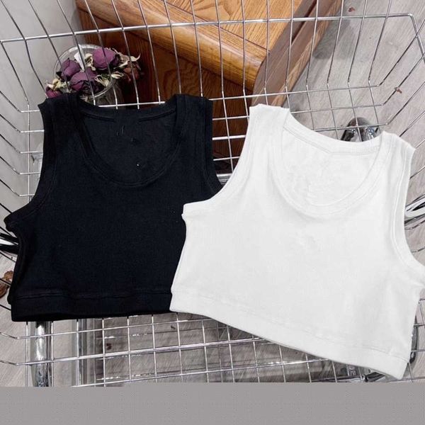 

designer women tanks camis anagram-embroidered cotton-blend tank shorts designer skirts yoga suit two piece dress bra vest ladies solid vin, White