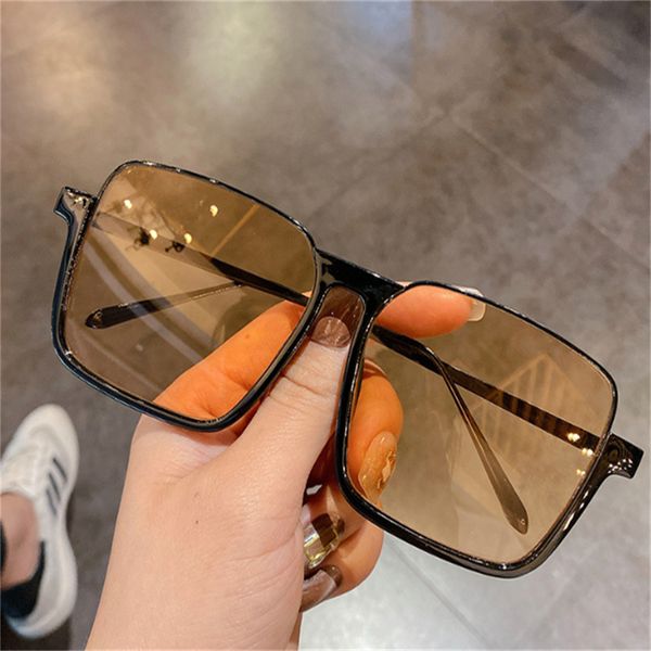 

women's large frame thin sunglasses, personalized half frame square round face tan uv resistant sunglasses, White;black