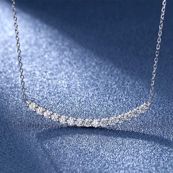 

internet celebrity moissanite sterling silver s925 smile necklace tiffay simple women's electroplating process us d color diamond, Golden;silver