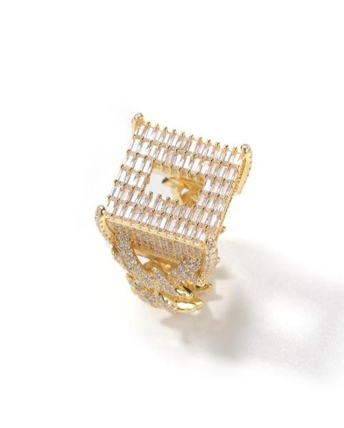 

ice out bling cz rings for men fashion bling hiphop jewelry pop hip hop zircon ring couplesgift4398016, Golden;silver