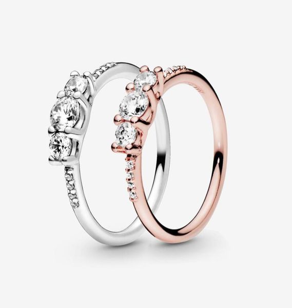 

100 925 sterling silver clear threestone ring for women wedding rings fashion engagement jewelry accessories6069882, Slivery;golden