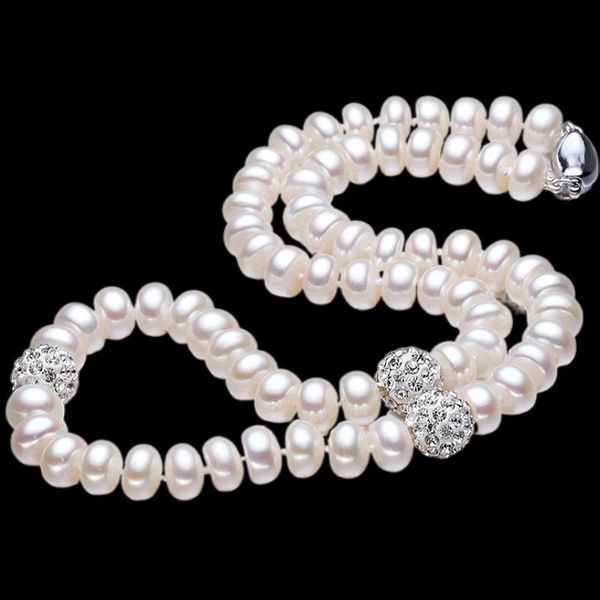 

necklaces 2020 classic silver pearl necklace 89mm real natural freshwater pearl 925 sterling silver choker necklace for women gift