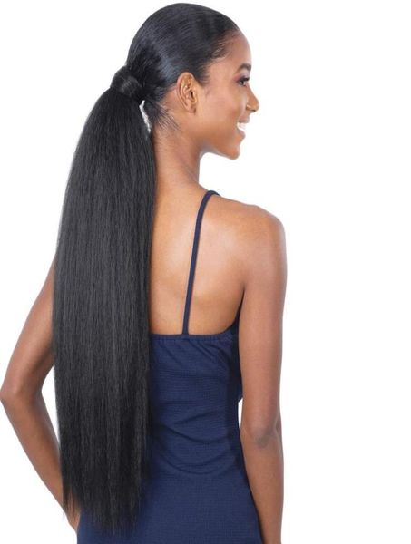 

natural black yaki straight drawstring ponytail short hairpiece for women ponytails human hair extensions 24 inch 140g5751083
