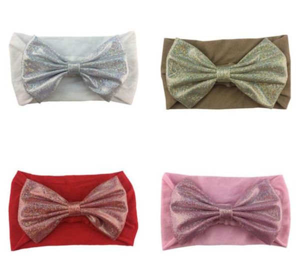 

5inch hair bows baby headband glisten girls designer headband nylon designer headbands girls headbands kids hair accessories a9216386657, Slivery;white