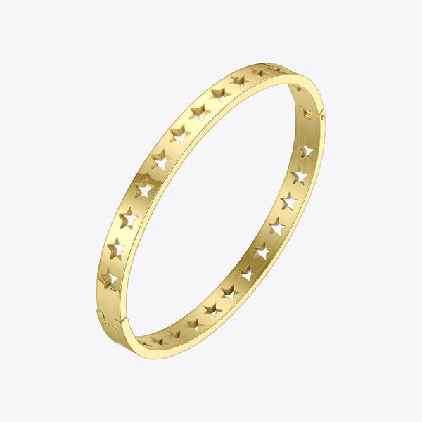 

bangle enfashion hollow stars bangles bracelets for women gold color stainless steel cuff bracelets friends gifts jewelry bm192011, Black