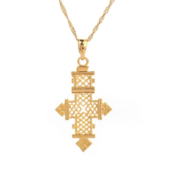 

quality 24k gold color african cross cross necklace pendant necklace jewelry for ethiopian women gifts6123704, Silver