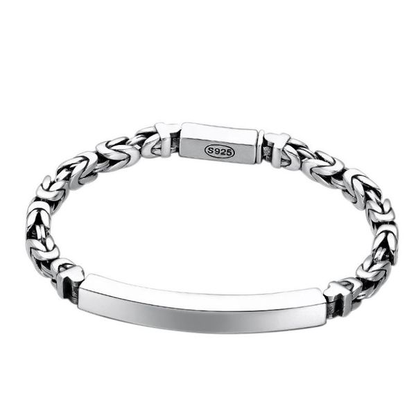 

bangle 4mm s925 sterling silver horseshoe buckle baracelet men male thai silver retro glossy simplicity baracelets jewerly gift, Black