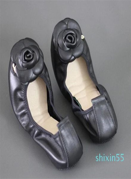 

brands genuine leather slip on ballet for flowers flat shoes women fashion zapatos mujer ballerina flats8208389, Black