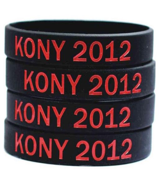 

300pcs kony debossed color filled wristbands silicone bracelets4599156, Black