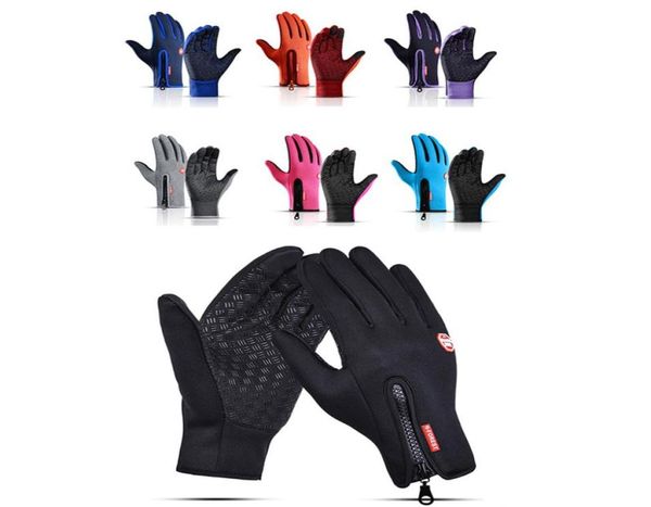 

winter gloves mens touchscreen waterproof windproof skiing cold mittens womens warm fashion outdoor sports riding zipper9580814, Blue;gray