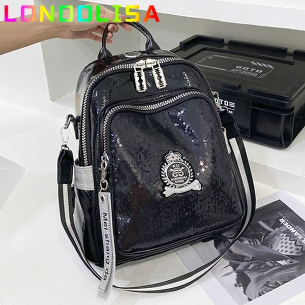 

school bags fashion sequin's backpack bookbag soft leather for teenagers girls 3 in 1 ladies travel bagpacks 23519