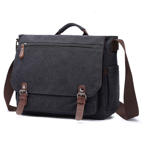 

briefcases large capacity men business briefcase handbags canvas bags for travel books messenger multifunctional 14 inch computer bag 230519