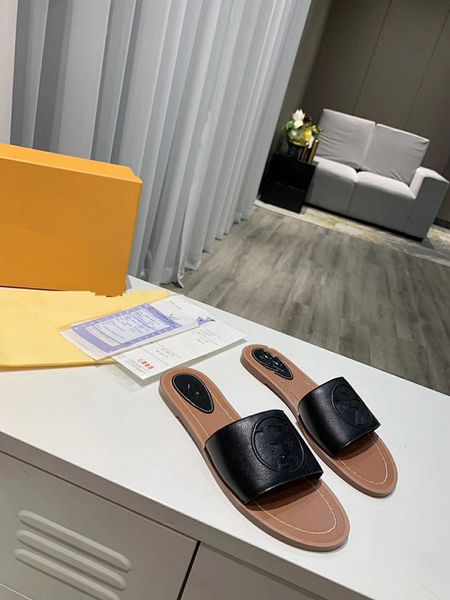 

designer slipper luxury sandal men women shoes pool pillow comfort embossed mules copper triple 0518, Black