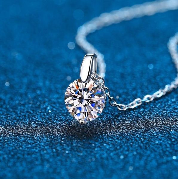 

100 moissanite 925 sterling silver 3ct round cut diamond solitaire pendant necklace for women men promise gift jewelry1643999