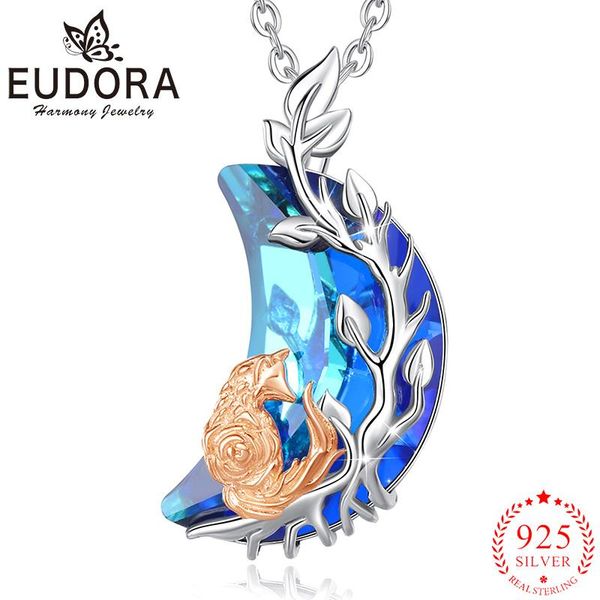 

necklaces eudora new 925 sterling silver blue crystal moon fox necklace tree of life pendant fashion men women jewelry gifts