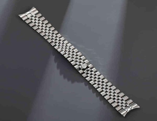 

12mm 13mm 17mm 20mm 21mm 316l solid stainless steel jubilee curved end strap band bracelet fit for h2204195188343, Black;brown