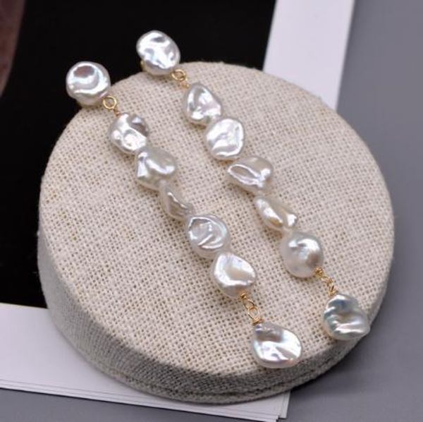 

knot favorite pearl store new unique baroque pearl gold color silver earring handmade white exag gerated long fine jewelry women gift