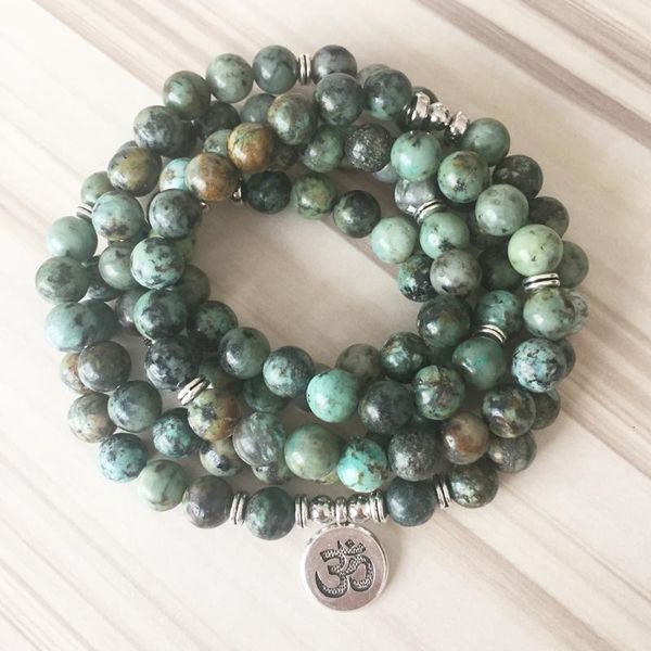 

bangle wraps bracelet green stone 108 prayer bead yoga buddha wrist african turq u oise lotus bracelet, Black