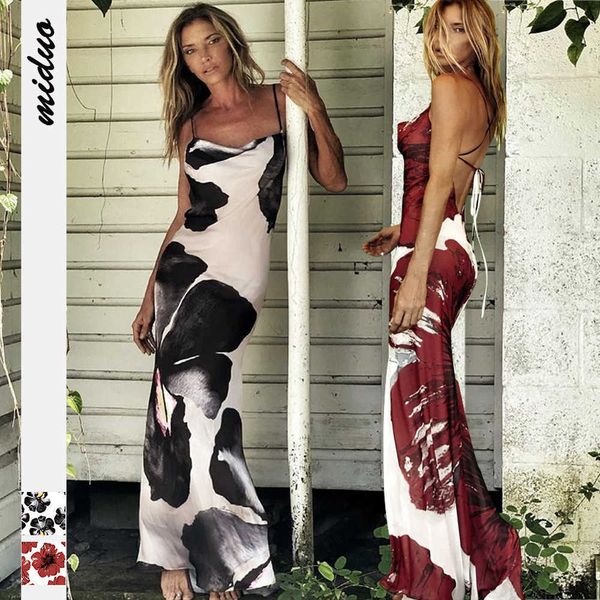 

suspender backless bandage broken flower dress long skirt beach skirt elegant temperament evening dress summer dress, White