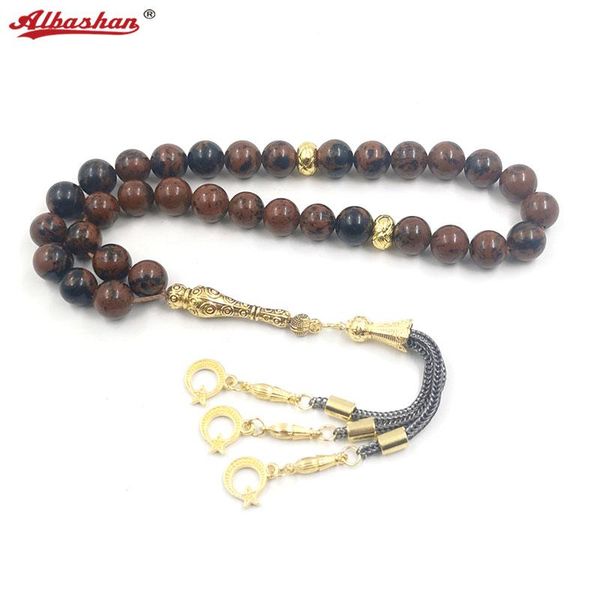

bangle 2021 new tasbih natural red obsidian rosary bead stone 33 muslim misbaha black matel tassel islamic prayer beads adha eid gift