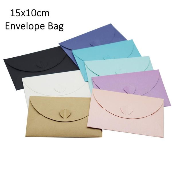 

boxes 30pcs color cardboard envelope bag gift card packaging paper bag invitation buckle envelope card package 15*10cm, Black;white