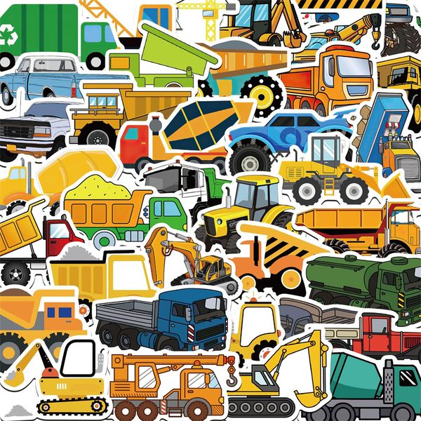 

50pcs engineering vehicle stickers engineering car excavator forklift ballast truck graffiti kids toy skateboard car motorcycle bicycle stic