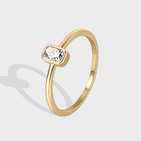 

simple design square zircon gold ring women wedding ring engagement gift, Silver