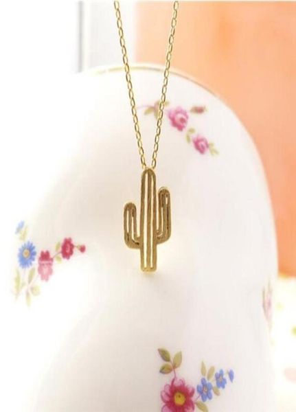 

whole fashion choker necklace minimalist desert prickly pear cactus plant pendant necklace for women party gift1482672, Silver
