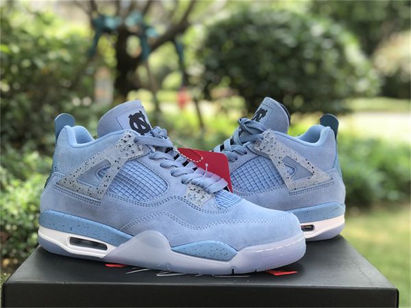 

authentic 4 4s unc pe basketball shoes university blue trainers sports sneakers with original box 40-47.5